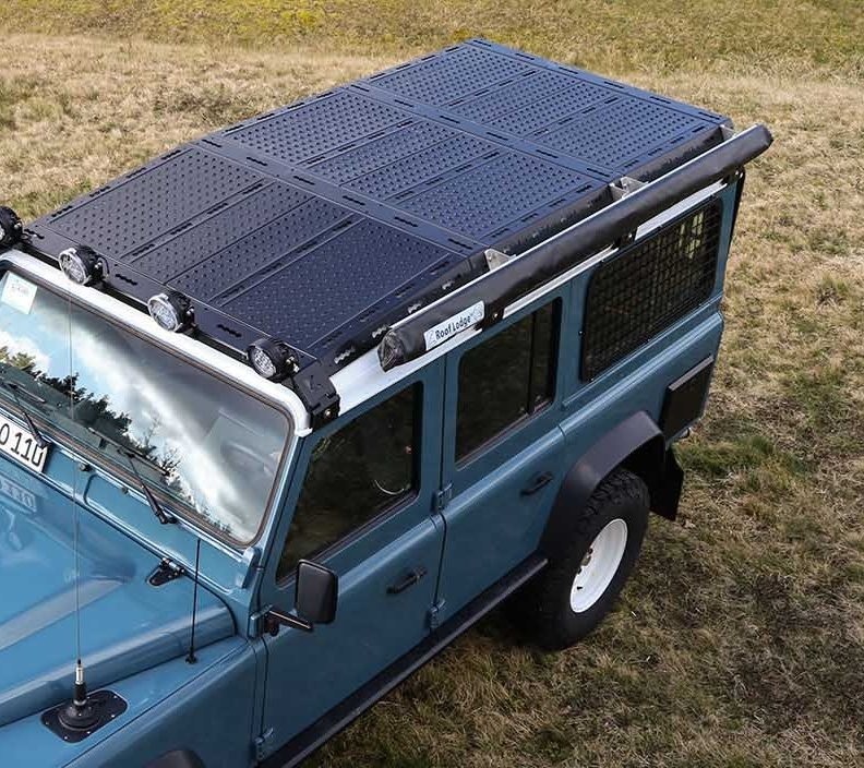 CargoBear 2.0 HiGrip plate modular roof rack with tilted front for Land Rover Defender 110 - long 2765mm