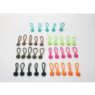 Coloured Zipper Puller extension with knot, set of 5