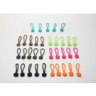 Coloured Zipper Puller extension with knot, set of 5