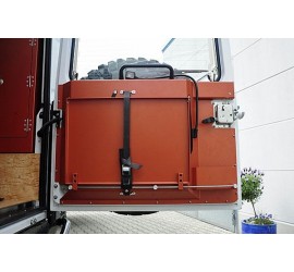 Ex-Tec Rear Door Kitchen Board Plus, Powder-Coated, with/without wooden board Zebrano Veneer for Land Rover Defender