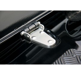 Bonnet hinges for Land Rover Defender Tdi, Td5, Td4, stainless steel / black