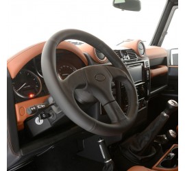 STARTECH sport steering wheel, 360mm genuine leather black, adapter, cover with Land Rover logo for all Defender up to 2016