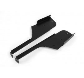 Black stainless steel mud flap brackets for Land Rover Defender 110 rear.
